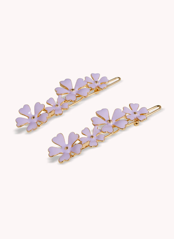 Flower Enamel Clips - Color: Lavender Purple
